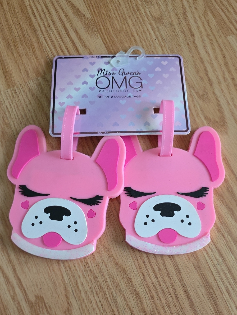 Miss Gwen OMG Pink Puppy Luggage Tags - Set of 2